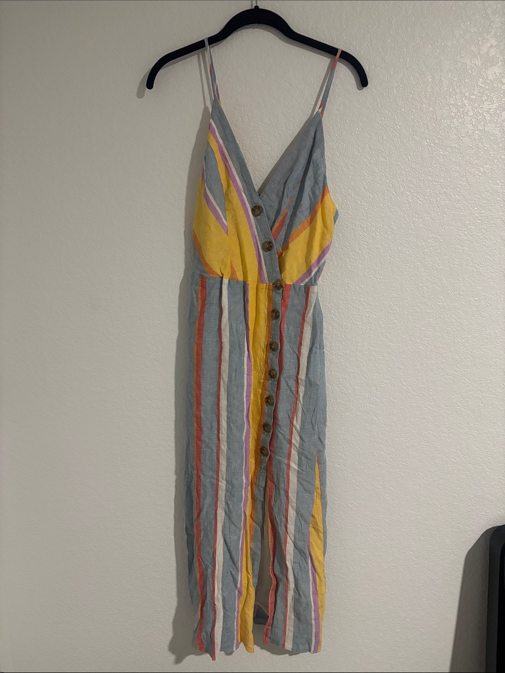 Urban Outfitters Striped Midi Dress in Gray, Yellow, Pink and Orange
